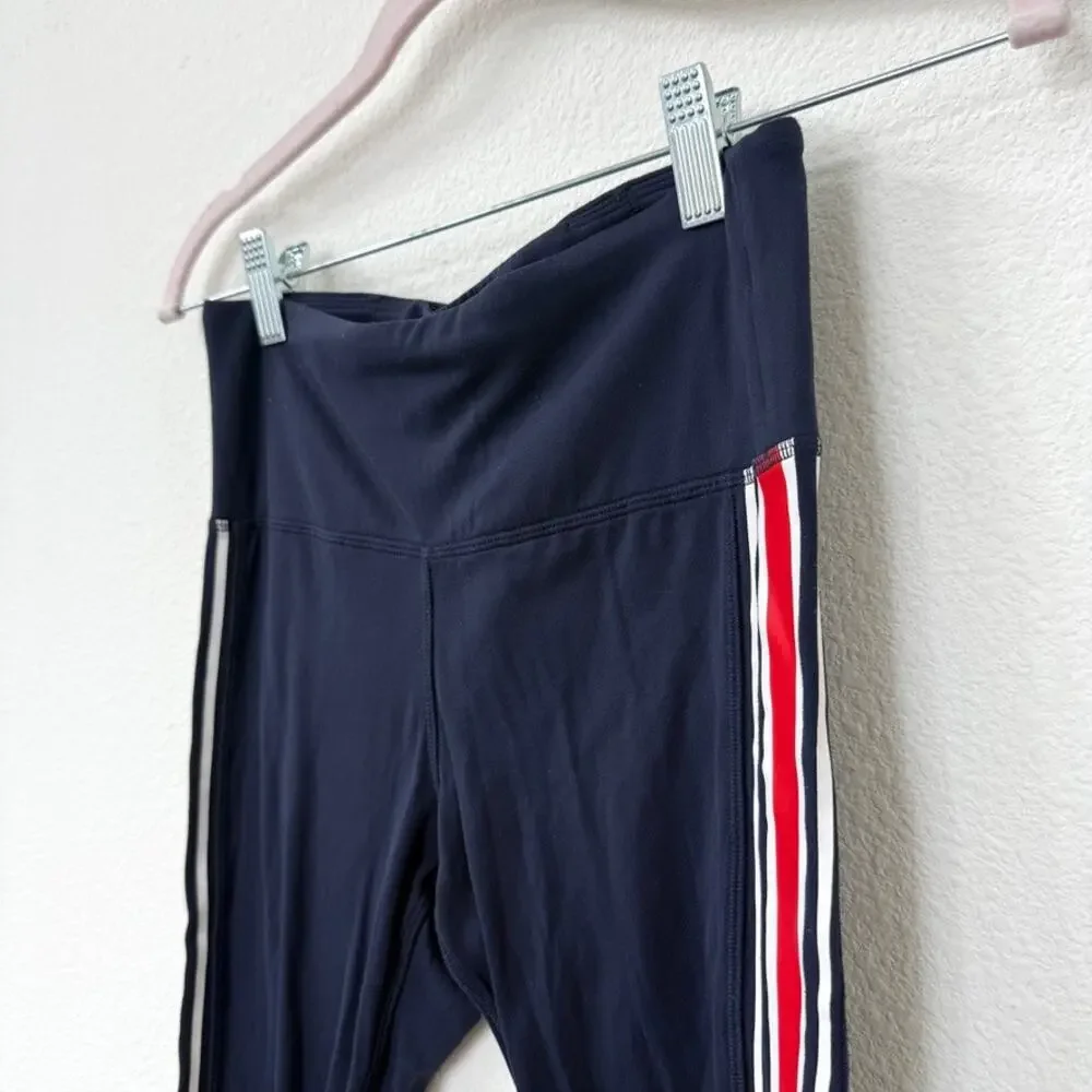 Tory Sport Side Stripe Leggings Navy Red White‎ Logo Small High Rise 7/8